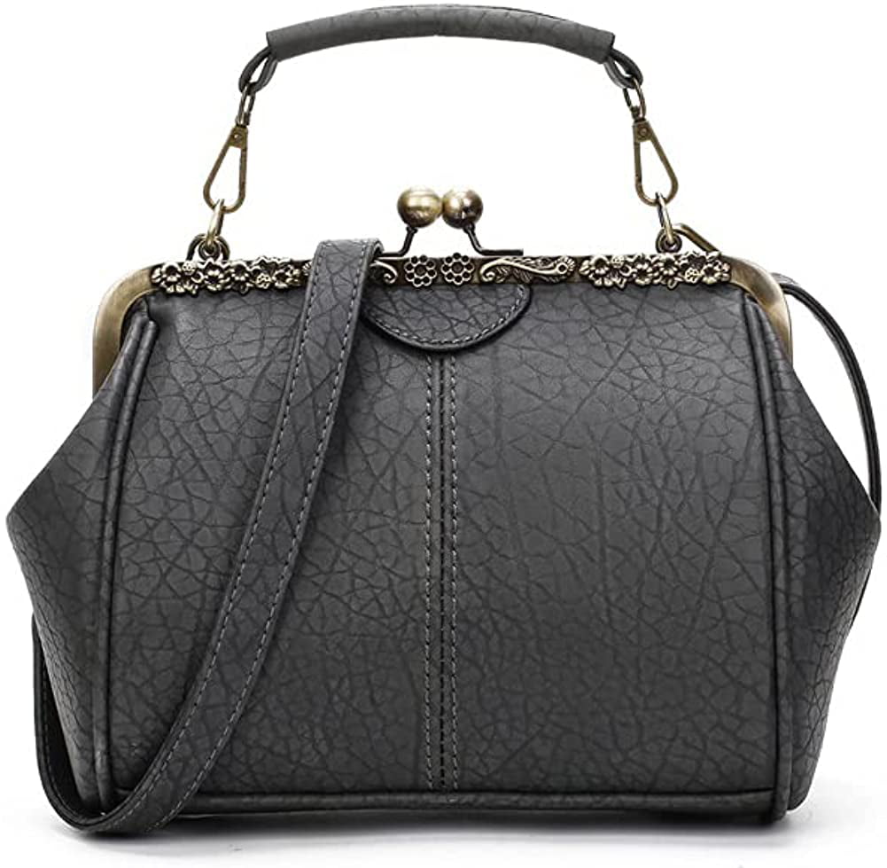 CoCopeanut Genuine Leather Clutch Bag for Women Kiss Lock Wallet