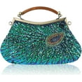 thumbnail image 1 of CoCopeanut Retro Peacock Handbag Sequin Clutch Bag Evening Shoulder Bag Wedding Crossbody Bag Top Handle Satchel Kiss Lock Purse, 1 of 6