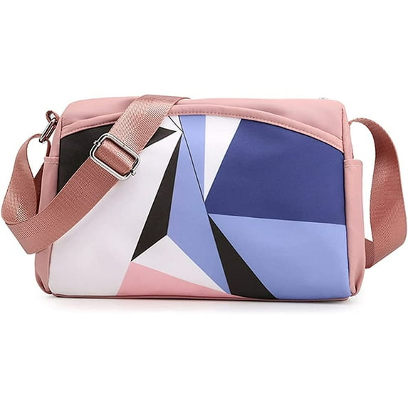 CoCopeanut Shoulder Bag for Women Splicing Color Crossbody Bag Nylon Satchel Casual Handbag Commuter Purse