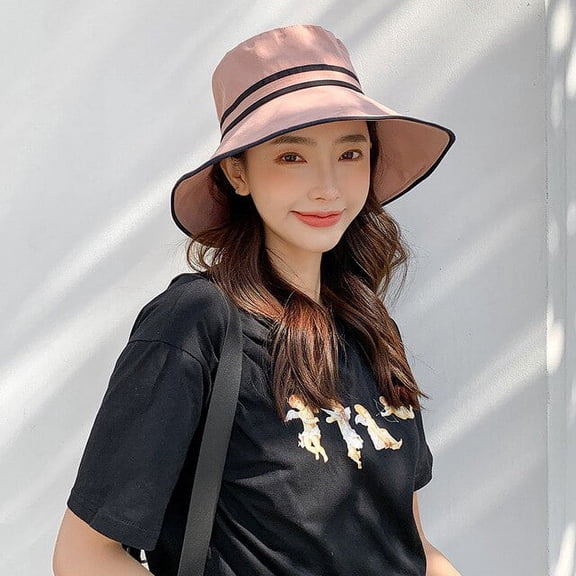 CoCopeanut Sun Hat Stripe Summer Panama Foldable Bucket Hat for Women Outdoor Sunscreen Fishing Hunting Cap Anti-UV Wide Brim Bucket Caps