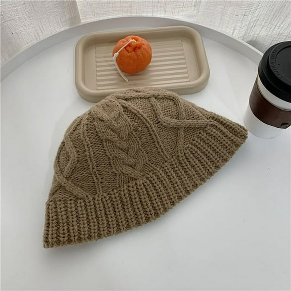 CoCopeanut Thick Knitted Hat Women's Warm Woolen Fisherman Hat Hip-Hop Skullies Cap Costume Accessory Gifts Winter Bonnet Femala Panamas