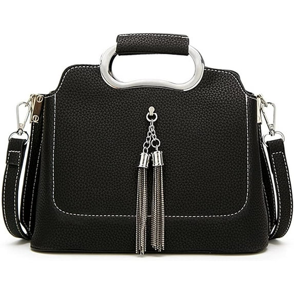 CoCopeanut Top Handle Handbag for Women Tassel Shoulder Bag Soft Faux Leather Crossbody Bag Retro Satchel
