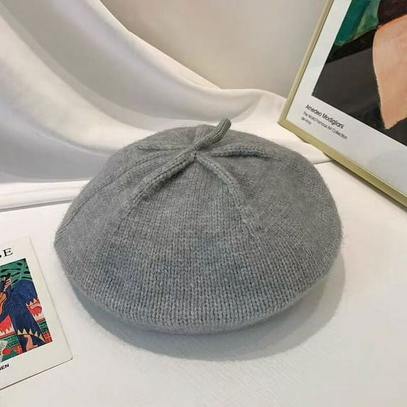 CoCopeanut Topi Baret Rajutan Wanita Fashion Topi Hangat Wanita Warna Solid Topi Pelukis Musim Gugur Musim Dingin untuk Anak Perempuan Aksesori Topi Kasual