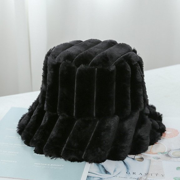 CoCopeanut Topi Baru untuk Wanita Musim Gugur Musim Dingin Topi Ember Bulu Kelinci Buatan Topi Nelayan Hangat Lembut Topi Kasual Panama Topi Datar Wanita