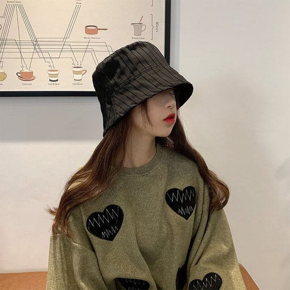 CoCopeanut Topi Bucket Bergaris Vertikal Musim Panas Musim Gugur Topi Panama Wanita Topi Nelayan untuk Anak Perempuan Topi Outdoor Bob Femme Gorros