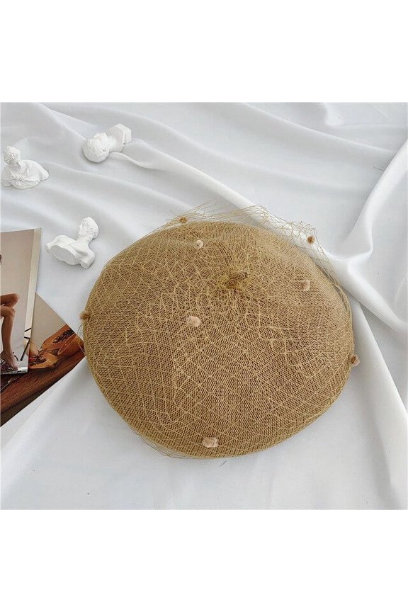 Topi Musim Panas Baret Wanita Baret Antik Jaring Benang Baret Mode Wanita Topi Baret Bersirkulasi Topi Warna Solid Topi Anak Perempuan Musim Gugur