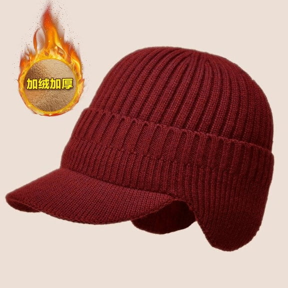 CoCopeanut Topi Rajutan Musim Dingin Pria Ukuran Besar Topi Hangat Perlindungan Telinga Bersepeda Luar Ruangan Topi Pelindung Matahari Wanita Kasual Topi Bomber 56-61CM