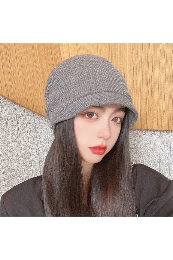 Topi Rajutan Musim Dingin Wanita Topi Peaked Hangat Perlindungan Telinga Bersepeda Luar Ruangan Topi Bomber Sunhat Mode Kasual Topi Wanita