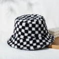 thumbnail image 1 of CoCopeanut Topi Wanita Baru Topi Ember Bulu Kelinci Imitasi untuk Wanita Topi Nelayan Jaring Kotak-kotak Topi Surya Gorras Musim Dingin Topi Hip Hop, 1 of 6