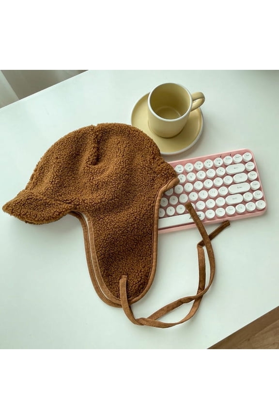 Women Bomber Hat Pilot Trooper Cap Girls Artificial Lamb Wool Hat Russian Ushanka Earflap Caps Winter Snow Ski Hats Windproof