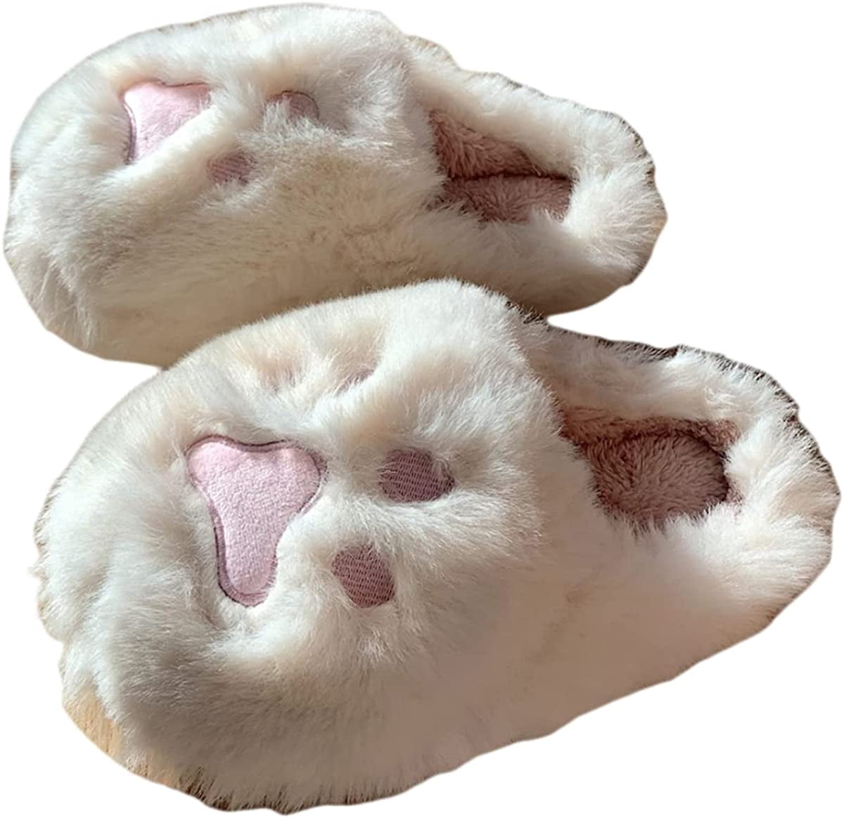 CoCopeanut Women Cute Animal Slippers Faux Fur Fluffy Winter SlipOn