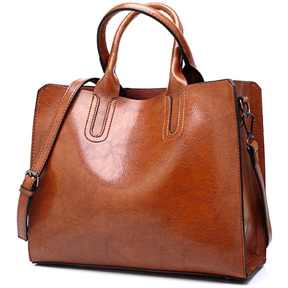 CoCopeanut Women Fashion Tote Handbags Lightweight PU Leather Satchel Shoulder Bags Retro Oil Wax Handle Purse