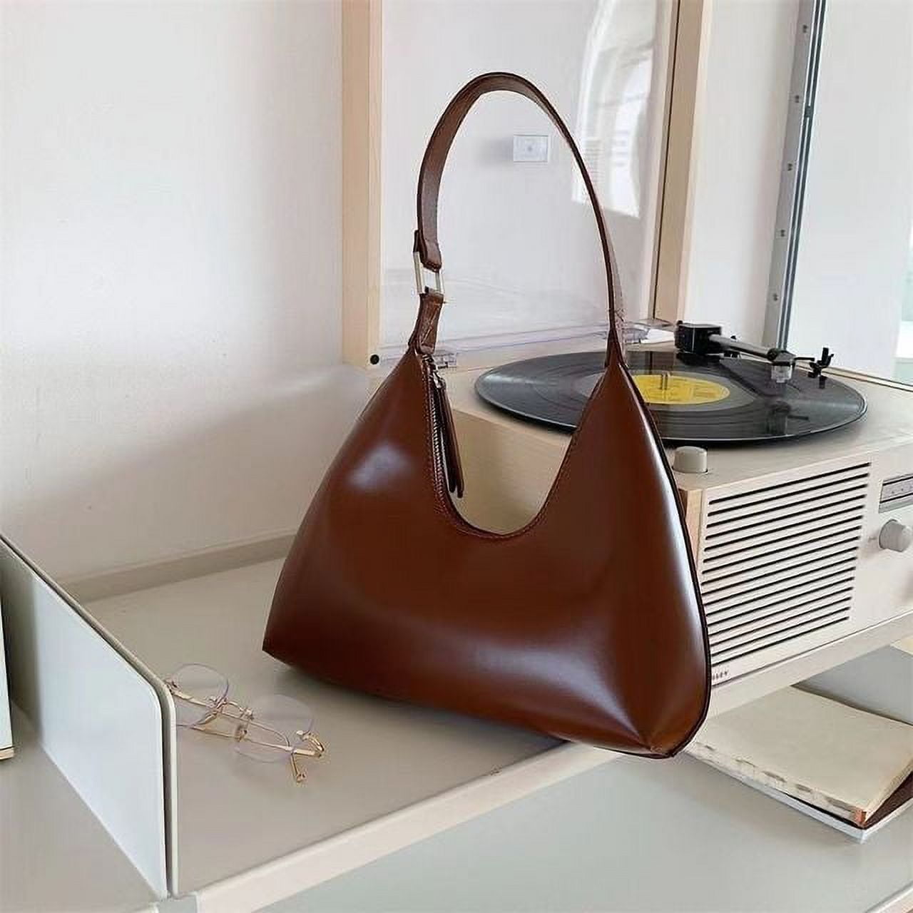 Small Hobo Bags for Women Dumpling Shoulder Bag Soft Leather Ladies Clutch Purses with Adjustable Strap | Cluci, Brown