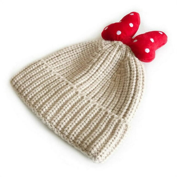 CoCopeaunt Adult Cute Korean Version Of The New Knitted Wool Hat, Warm Autumn And Winter Bow Thick Needle Round Top Flanging Hat
