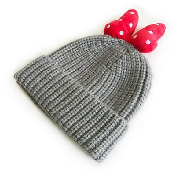 CoCopeaunt Adult Cute Korean Version Of The New Knitted Wool Hat, Warm Autumn And Winter Bow Thick Needle Round Top Flanging Hat