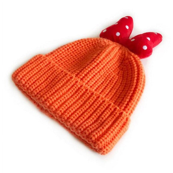 CoCopeaunt Adult Cute Korean Version Of The New Knitted Wool Hat, Warm Autumn And Winter Bow Thick Needle Round Top Flanging Hat