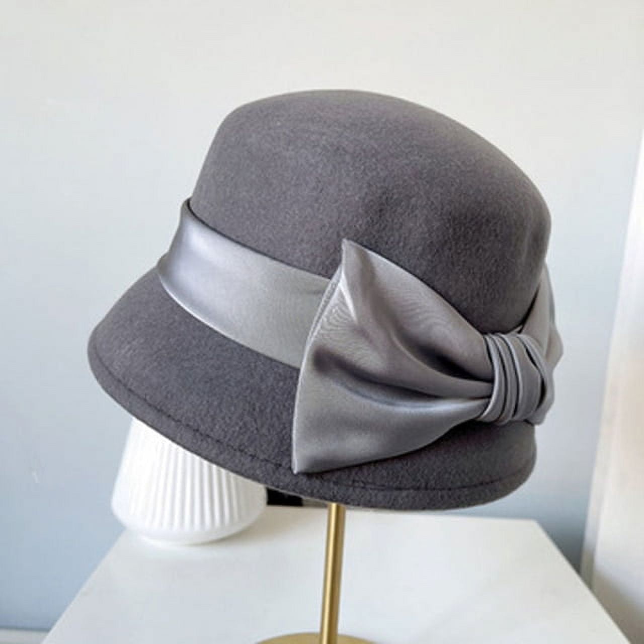 CoCopeaunt Audrey Hepburn Style Bow Top Hat Women Autumn And Winter  Australian Wool Felt Hat Satin Hat Fashion