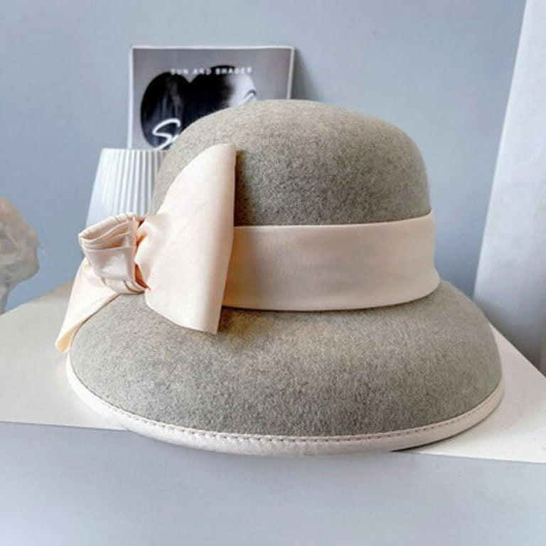 CoCopeaunt Australian Wool Autumn And Winter Fine Felt Hat Hepburn Wind Big Bow Lamp Shade Top Hat Renaissance Big Pot Hat
