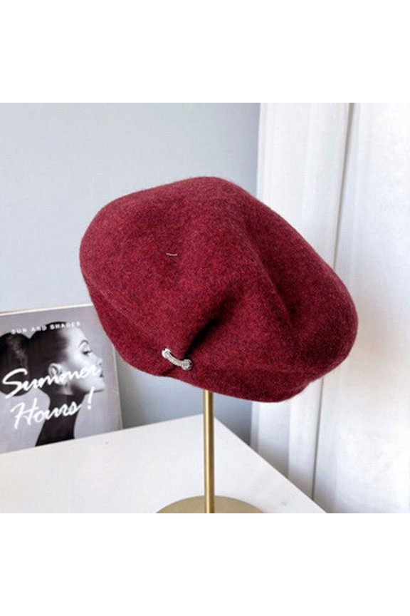 Australian Wool Beret Women Warm In Autumn And Winter Painter’s Cap Art Drape Knit Air Hostess Hat Fashion