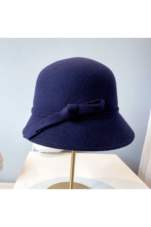 Australian Wool Felt Hat Autumn And Winter European And American Retro Lady Hat Art Bow Basin Hat Fashion
