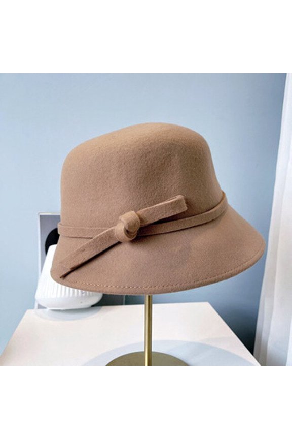 Australian Wool Felt Hat Autumn And Winter European And American Retro Lady Hat Art Bow Basin Hat Fashion