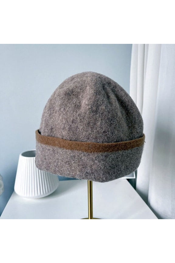 Autumn And Winter Australian Wool Pile Hat Women Literary Soft Hat Patchwork Edge Landlord Hat Macaron Knitted Hat