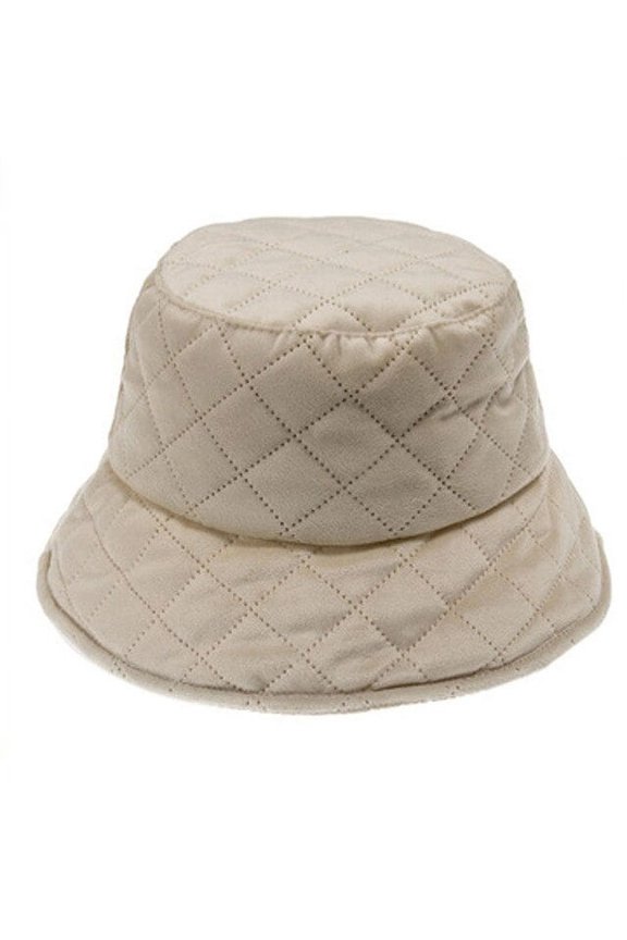 Autumn And Winter Folder Cotton Basin Cap, Pure Color With Rhombic Lattice Fisherman Cap, Fashion Flat Top Warm Cap