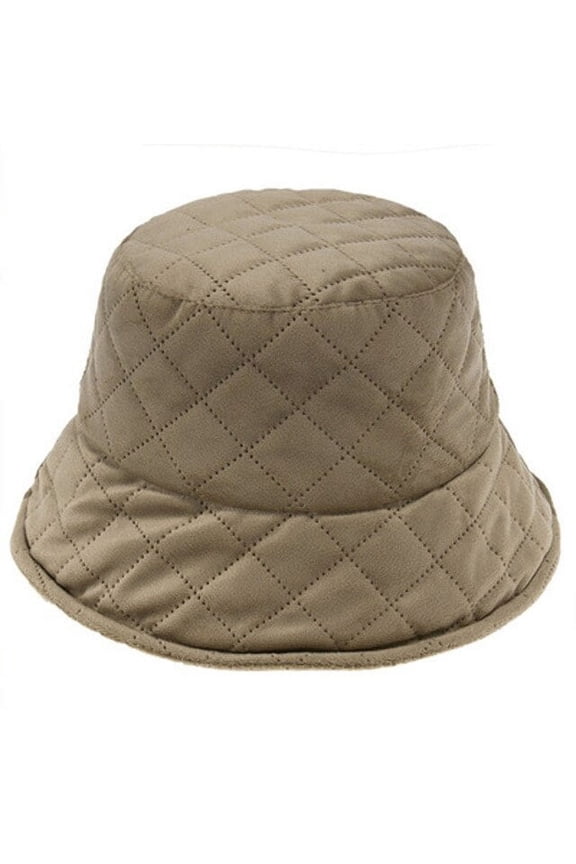 Autumn And Winter Folder Cotton Basin Cap, Pure Color With Rhombic Lattice Fisherman Cap, Fashion Flat Top Warm Cap