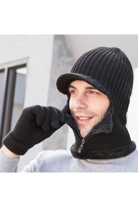 Autumn And Winter Knit Cap, Two-Piece Suit With Wool Cap And Glove