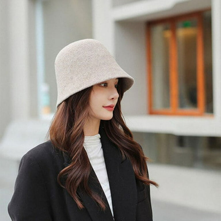 Korean Autumn Winter Warm Suede Panama Bucket Hats For Men With