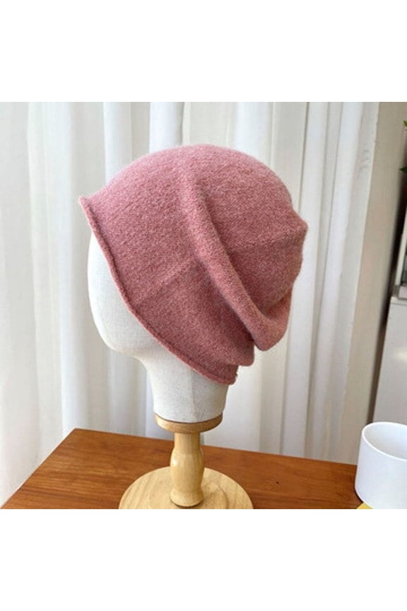 Autumn And Winter Pile Caps With Rolled Edges,Women With Korean Version Of Fashion Loose Thin Cold Cap, Baotou Knitting Wool Cap