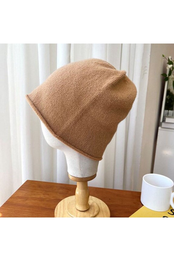 Autumn And Winter Pile Caps With Rolled Edges,Women With Korean Version Of Fashion Loose Thin Cold Cap, Baotou Knitting Wool Cap