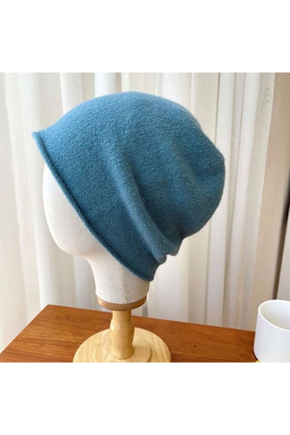 Autumn And Winter Pile Caps With Rolled Edges,Women With Korean Version Of Fashion Loose Thin Cold Cap, Baotou Knitting Wool Cap