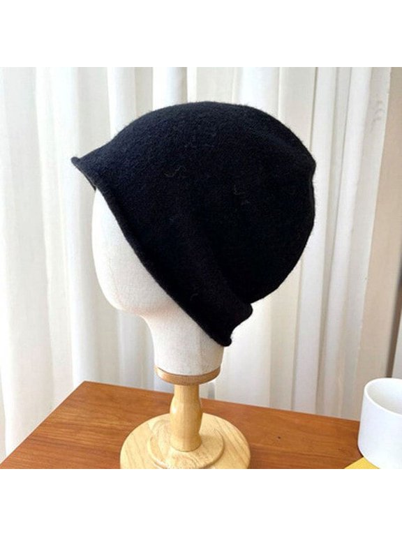 Autumn And Winter Pile Caps With Rolled Edges,Women With Korean Version Of Fashion Loose Thin Cold Cap, Baotou Knitting Wool Cap