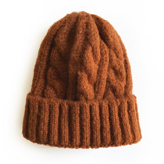 CoCopeaunt Autumn And Winter Pure Color Simple Knitting Warm Men And Women Pullover Cap, Thick Elastic Twist Wool Cap