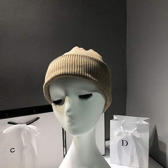 CoCopeaunt Autumn And Winter Thick Pure Color Heaps Wool Hat, Rolled Edge Leisure Street Warm Light Board Knitting Hat