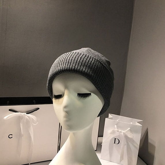 CoCopeaunt Autumn And Winter Thick Pure Color Heaps Wool Hat, Rolled Edge Leisure Street Warm Light Board Knitting Hat