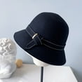 thumbnail image 1 of CoCopeaunt Autumn And Winter Wool Felt Hat, Female Art Metal Buckle Top Hat, Pure-Color Antique Basin Hat, Wool Fashion Hat Tide, 1 of 6
