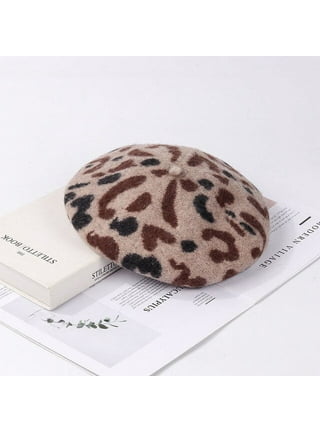 C.C Exclusive Women's Soft Leopard Animal Print Wool Beret Beanie Hat