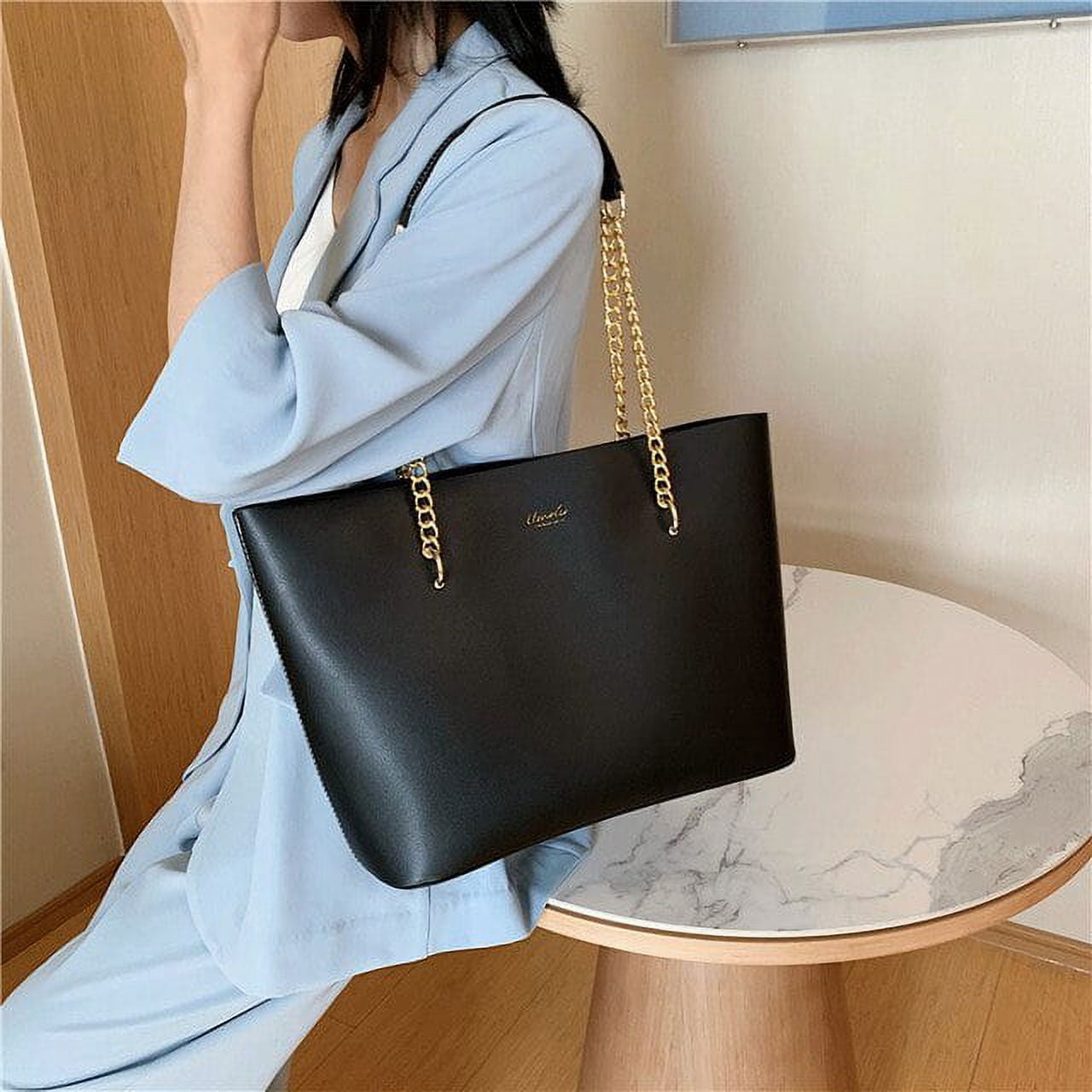 Ladies black shopper bag cheap