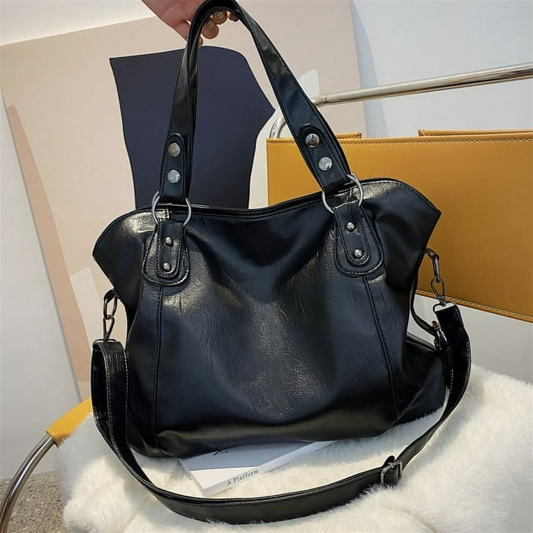 CoCopeaunt Big Black Shoulder Bags for Women Large Hobo Shopper Bag Solid Color Quality Soft Leather Crossbody Handbag Lady Travel Tote Bag