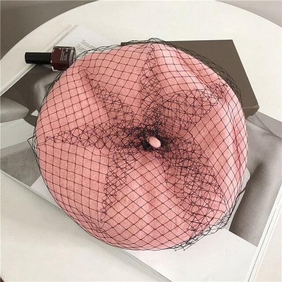 CoCopeaunt Black Mesh Wool Beret Women’S Autumn And Winter Elegant Painter’S Cap British Retro Style Cap