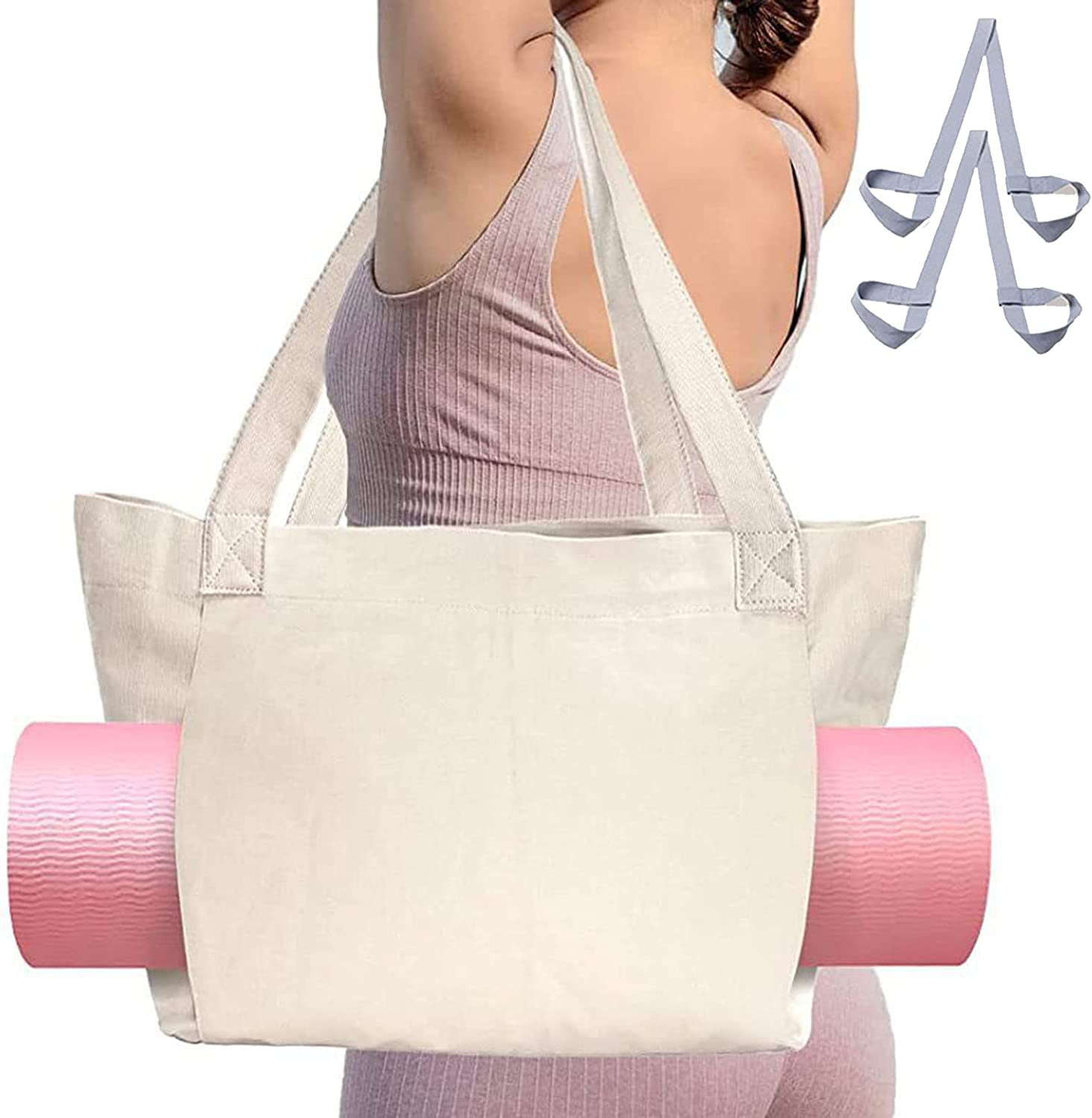 CoCopeaunt Canvas Yoga Mat Bag Tote Bag with Yoga Mat Carrier