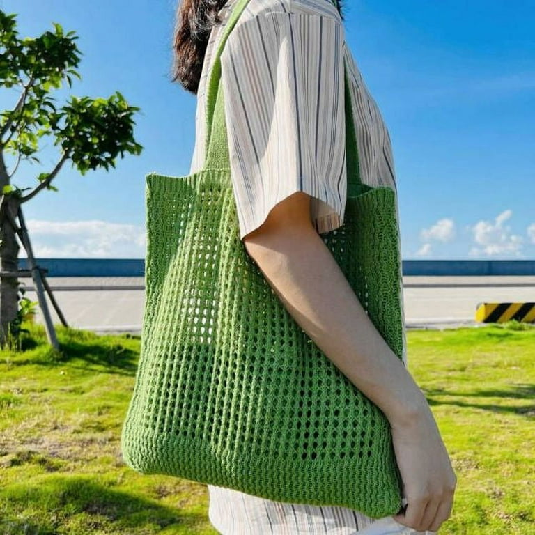Hollow Mesh Knitted Shoulder Beach Bag