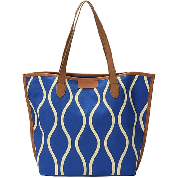 CoCopeaunt Chic Tote Bag Purse for Women Wave Grain Canvas Shoulder Bag Large Size