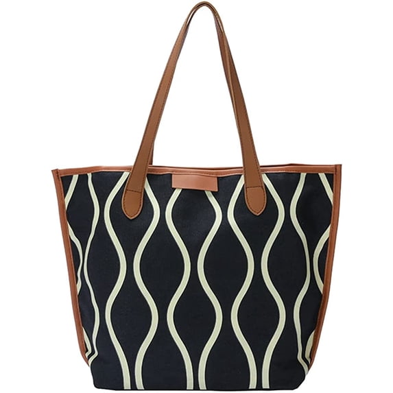 CoCopeaunt Chic Tote Bag Purse for Women Wave Grain Canvas Shoulder Bag Large Size