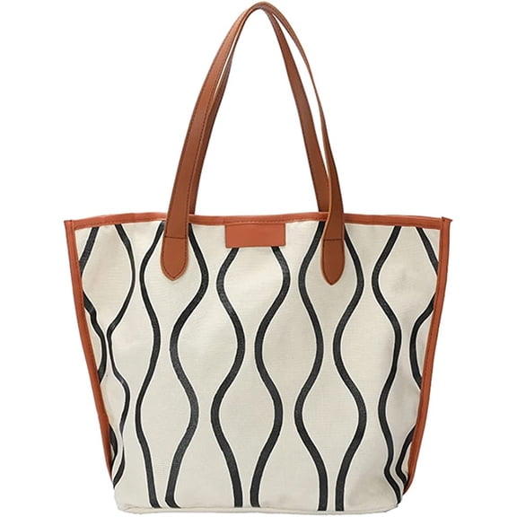 CoCopeaunt Chic Tote Bag Purse for Women Wave Grain Canvas Shoulder Bag Large Size
