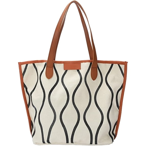 CoCopeaunt Chic Tote Bag Purse for Women Wave Grain Canvas Shoulder Bag Large Size