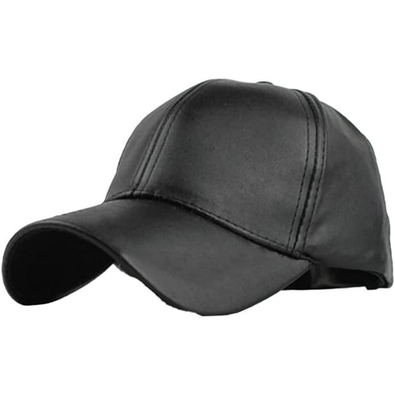 CoCopeaunt Classic Fashion PU Leather Baseball Cap for Men Women Shiny Solid Soft Skull Cap Hat Adjustable