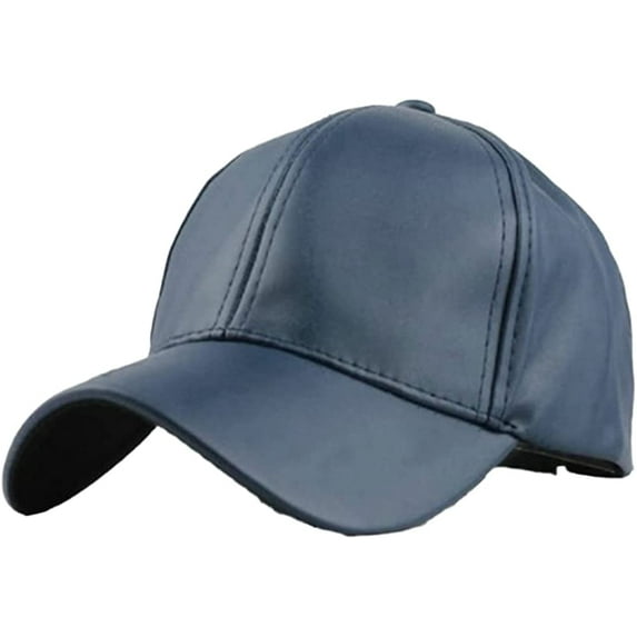 CoCopeaunt Classic Fashion PU Leather Baseball Cap for Men Women Shiny Solid Soft Skull Cap Hat Adjustable